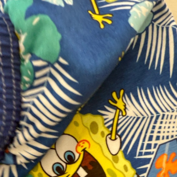 SpongeBob SquarePants Blue Tropical Print Swimming Shorts boys size 14 - Picture 6 of 10